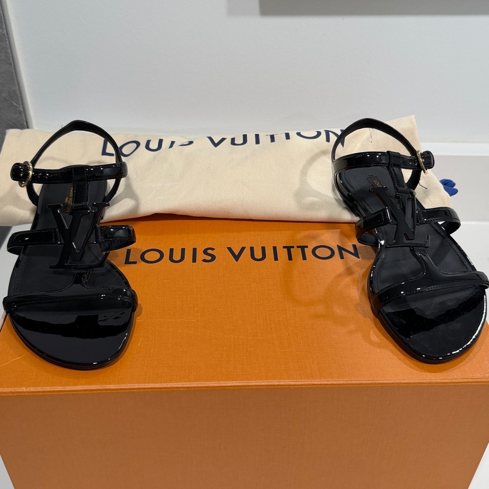 Louis Vuitton black leather sandals